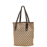 グッチ GGキャンバス ショルダーバッグ トートバッグ 153009 ベージュ ブラウン キャンバス レザー レディース GUCCI 【中古】